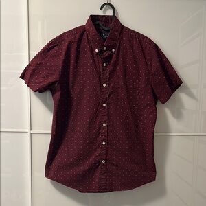 A&E Men's Burgundy Polka Dot Shirt